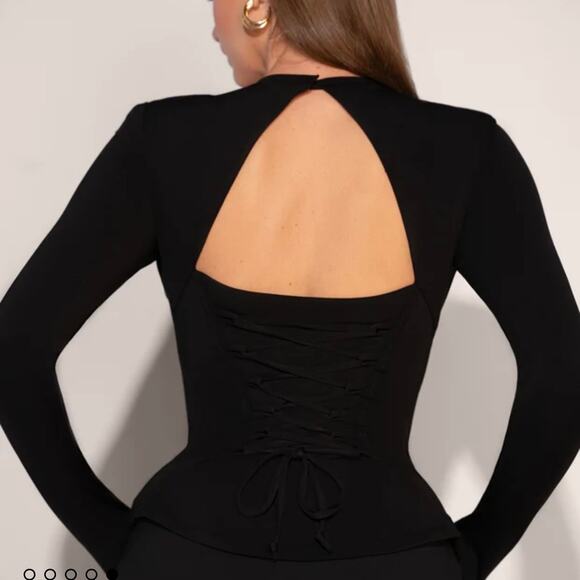 TA3 Shapey Long Sleeve Crew Neck Top Corset Black Size Medium - Picture 4 of 9